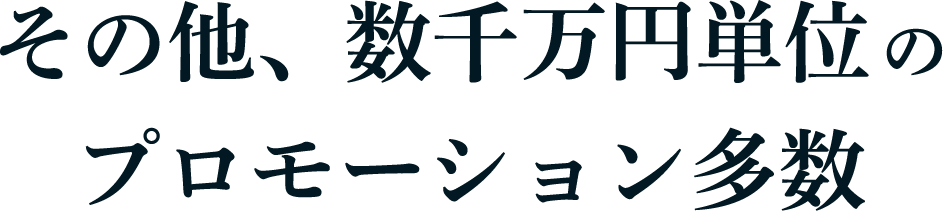 その他、数千万円単位のプロモーション多数